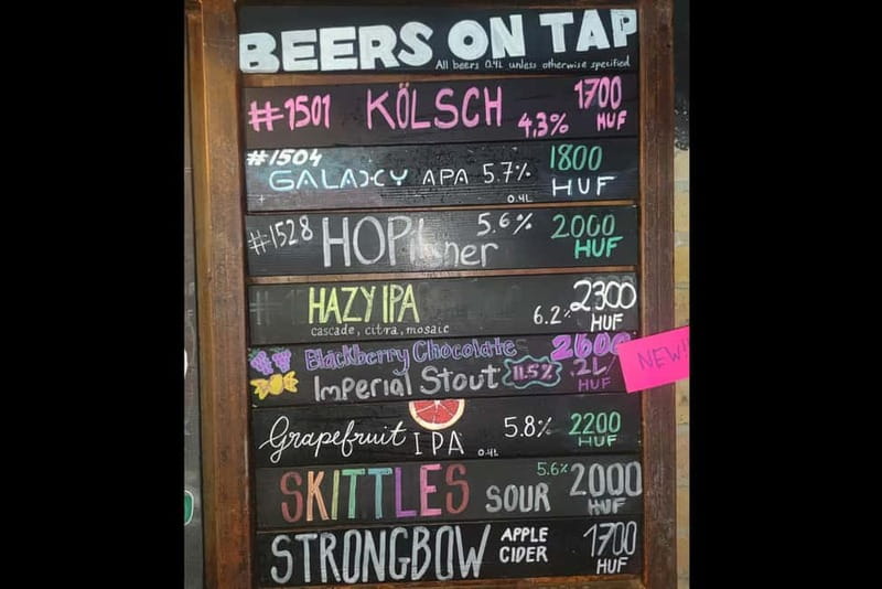 Budapest: 9-tier Hungarian & Craft Beer Tasting w/ snacks - Your beer lineup: 4 canned references, then 5 real craft pours