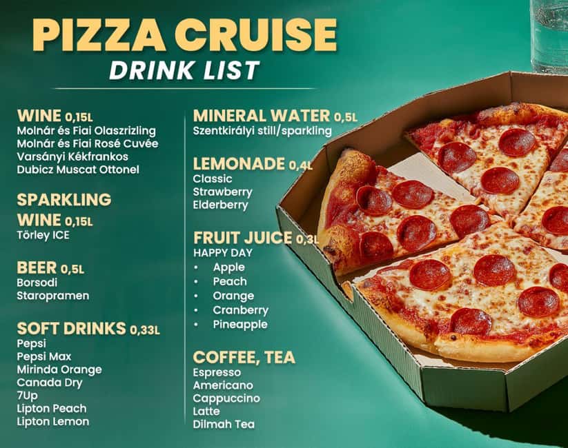 Budapest: Catamaran Pizza Cruise - The real reason to choose this cruise: pizza, one included drink, and fast service